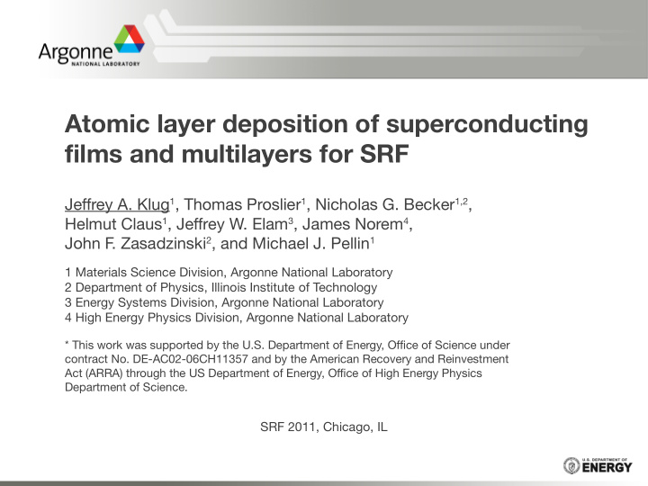 atomic layer deposition of superconducting films and