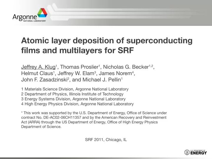 atomic layer deposition of superconducting films and