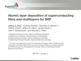 Atomic layer deposition of superconducting  films and multilayers for SRF Jeffrey A. Klug 1 ,