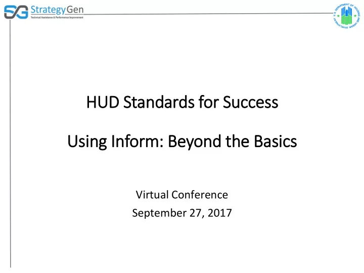 hud standards for success using in inform beyond th the