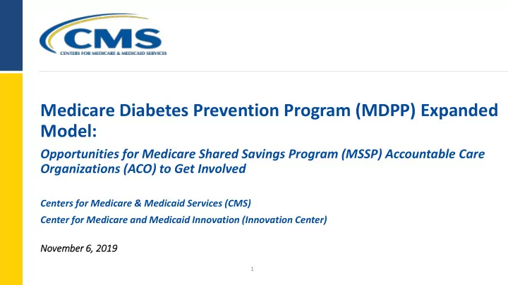 medicare diabetes prevention program mdpp expanded model