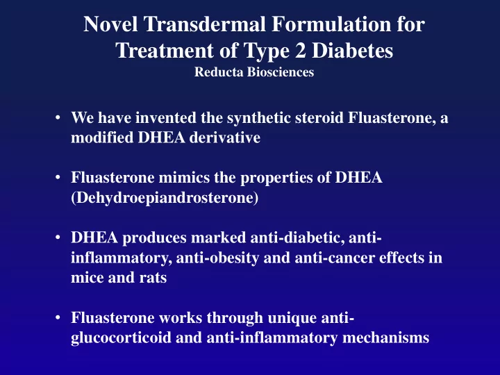 novel transdermal formulation for treatment of type 2