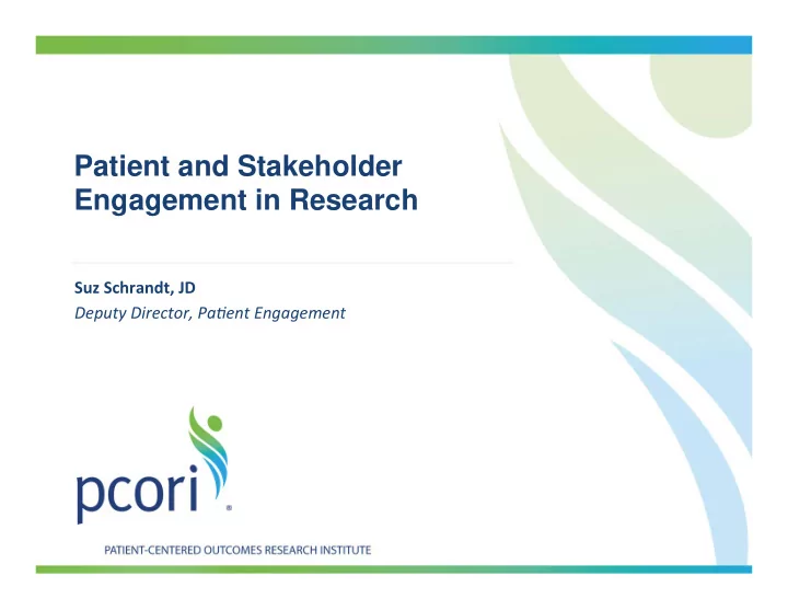 patient and stakeholder engagement in research