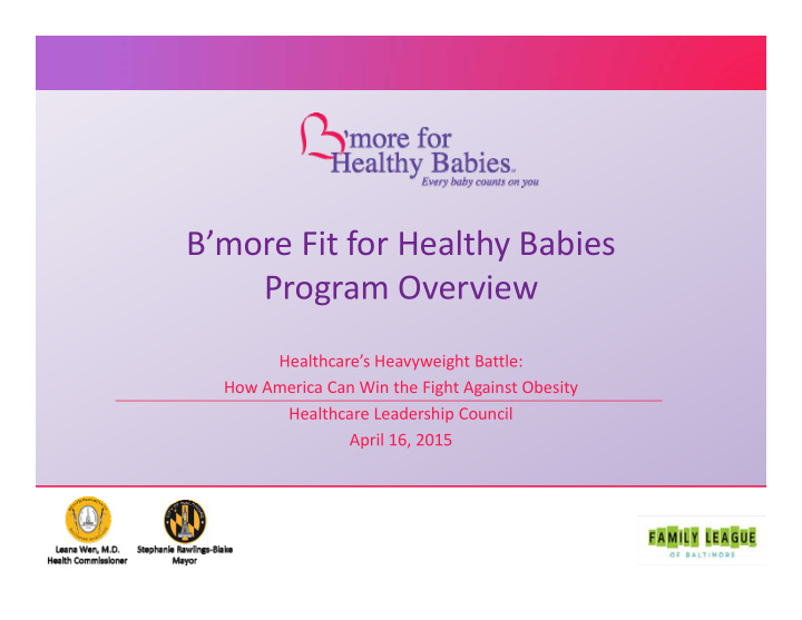 b more fit for healthy babies program overview