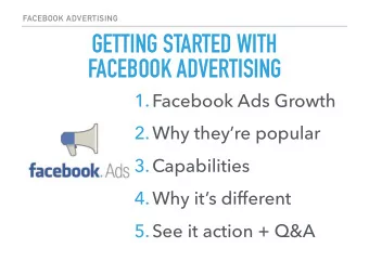 GETTING STARTED WITH  FACEBOOK ADVERTISING  1.Facebook Ads Growth  2.Why theyre popular