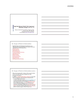 3/3/2016  High Risk Maternal Health Clinic Agreement  Addendum Changes to FY 16 -17