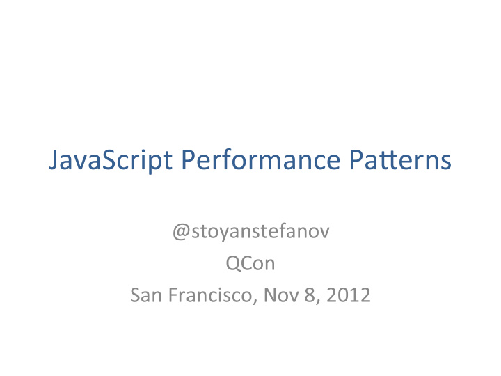javascript performance pa1erns
