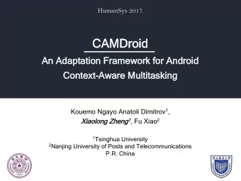 CAMDroid  CAM  Droid  An  An Ad  Adap  aptation  tation Fr  Fram  amewo  ework  rk fo  for And  r