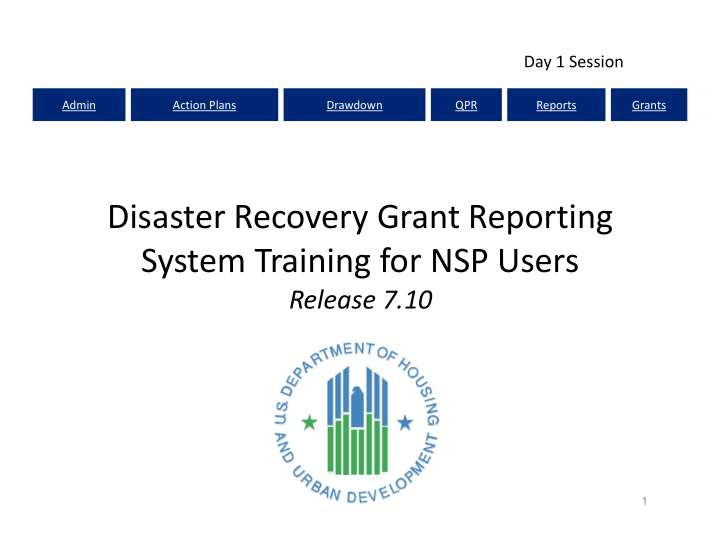 disaster recovery grant reporting system training for nsp