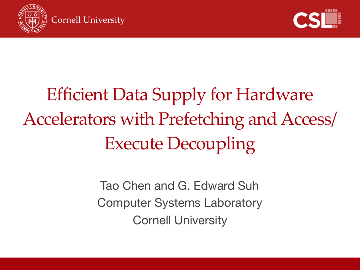 efficient data supply for hardware accelerators with