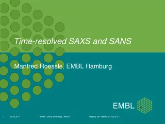 Time-resolved SAXS and SANS  Manfred Roessle, EMBL Hamburg Beijing  28 th April to 6 th May 2011  1