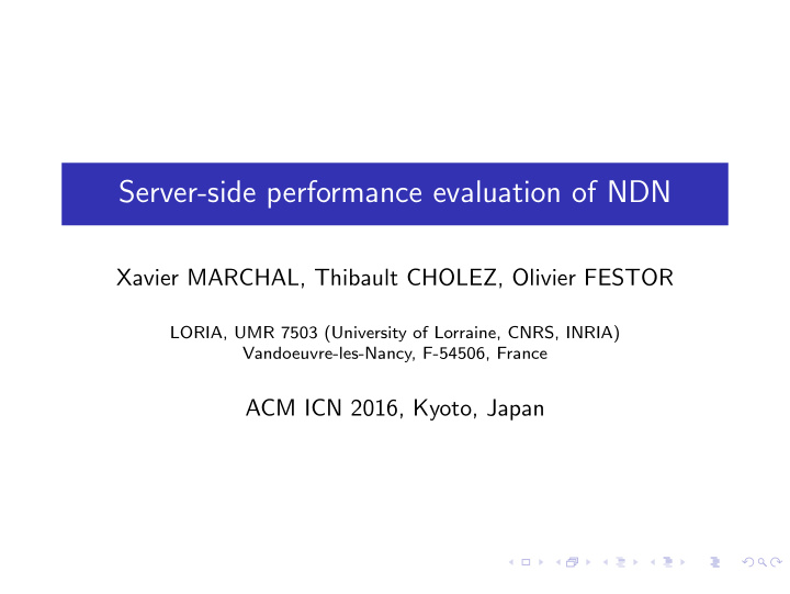 server side performance evaluation of ndn