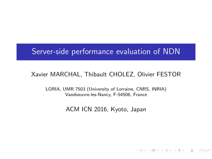 server side performance evaluation of ndn