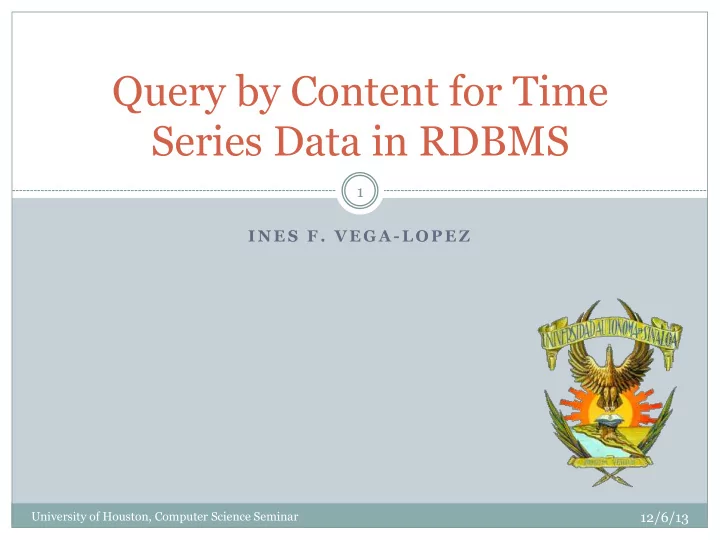 query by content for time series data in rdbms