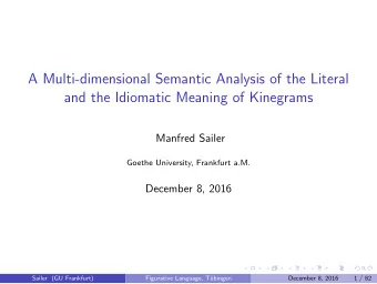A Multi-dimensional Semantic Analysis of the Literal  and the Idiomatic Meaning of Kinegrams