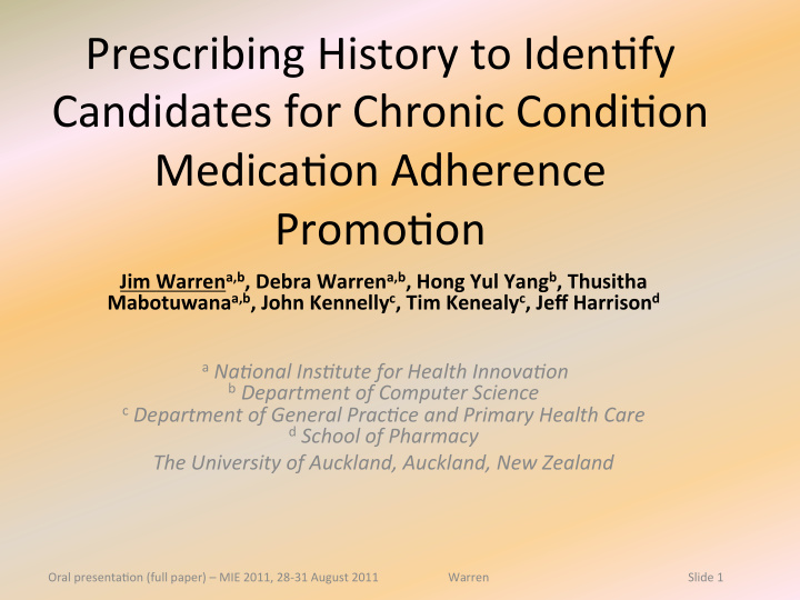prescribing history to iden1fy candidates for chronic