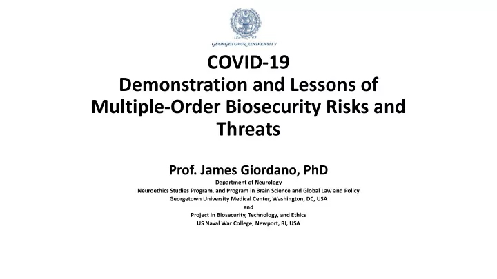 covid 19 demonstration and lessons of multiple order