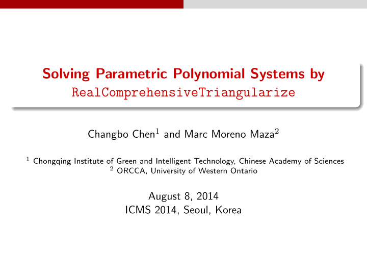 solving parametric polynomial systems by