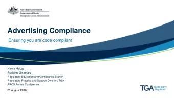 Advertising Compliance  Ensuring you are code compliant  Nicole McLay  Assistant Secretary