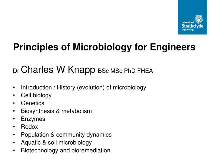 principles of microbiology for engineers