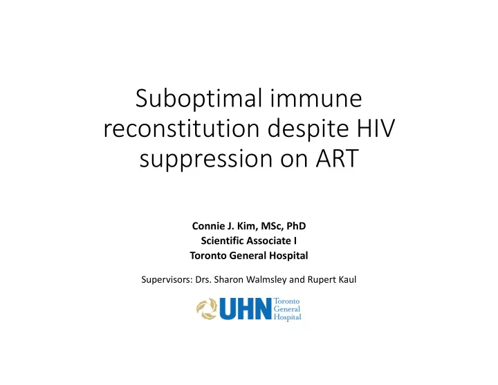 suboptimal immune reconstitution despite hiv suppression