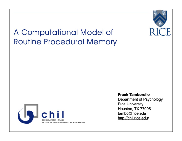 a computational model of a computational model of routine