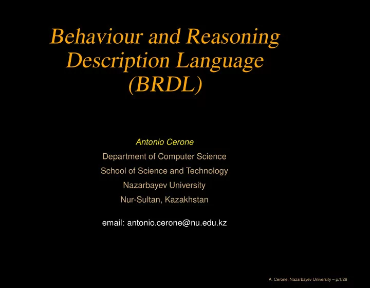 behaviour and reasoning description language brdl