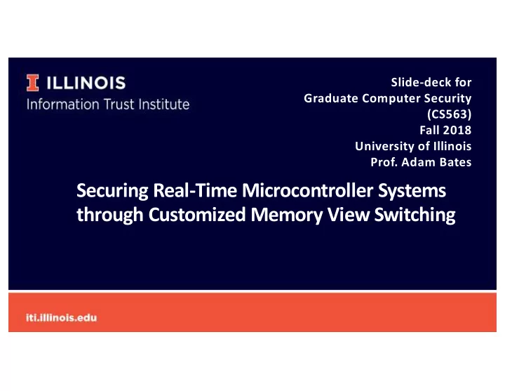 securing real time microcontroller systems through