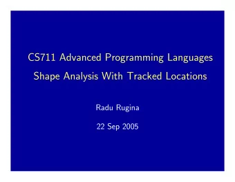 CS711 Advanced Programming Languages  Shape Analysis With Tracked Locations  Radu Rugina  22 Sep