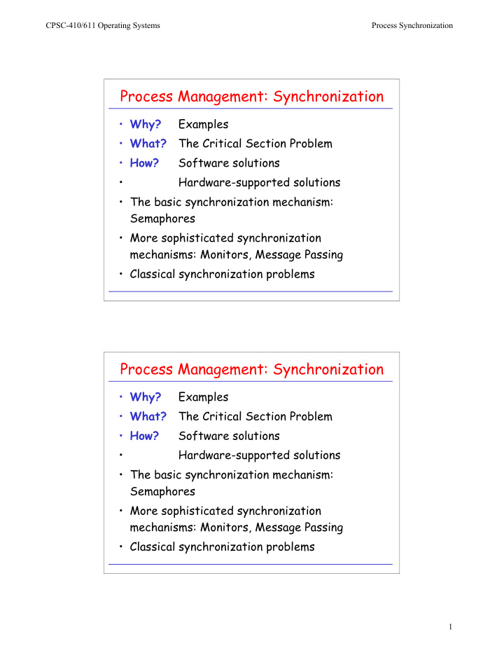 process management synchronization