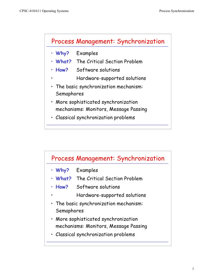 process management synchronization