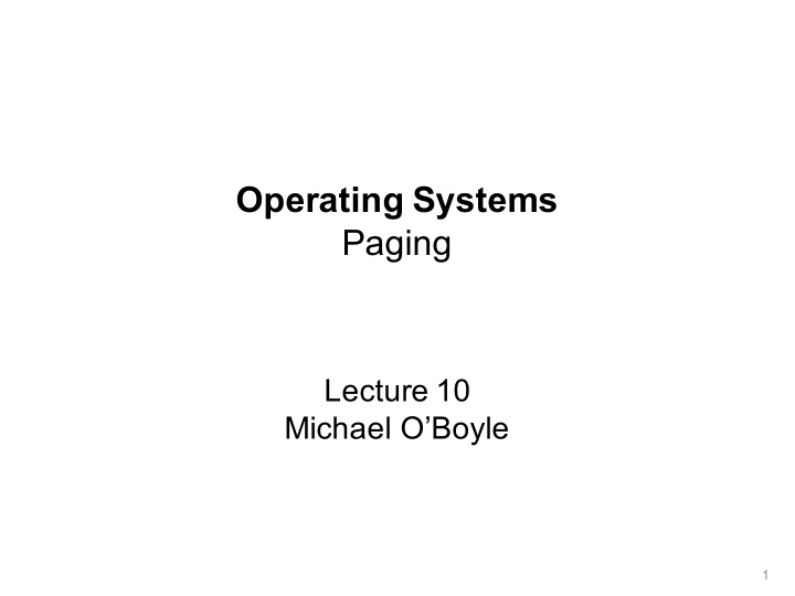 operating systems paging