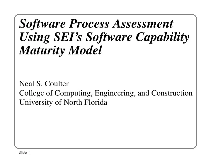 software process assessment using sei s software