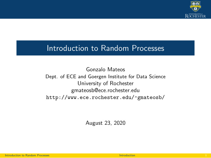 introduction to random processes