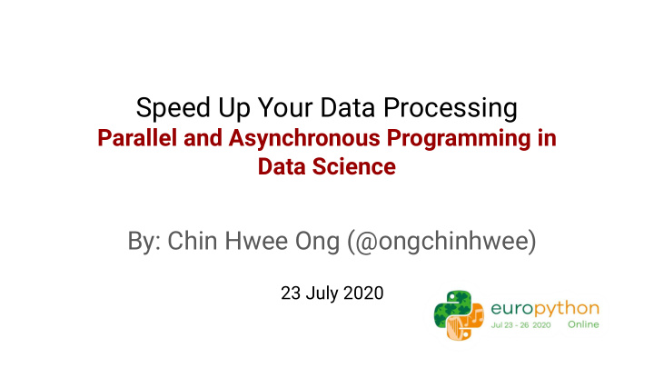 speed up your data processing