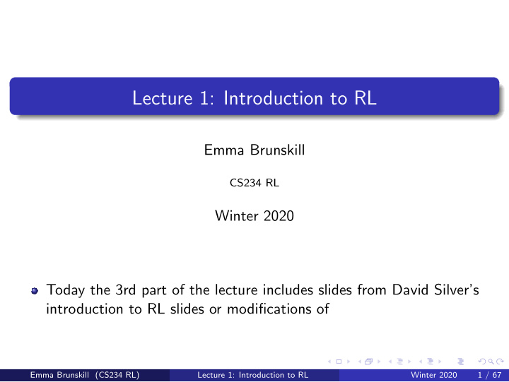 lecture 1 introduction to rl