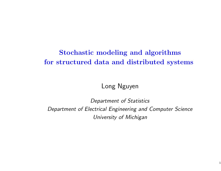stochastic modeling and algorithms for structured data