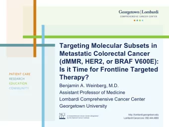 Targeting Molecular Subsets in  Metastatic Colorectal Cancer  (dMMR, HER2, or BRAF V600E):  Is it
