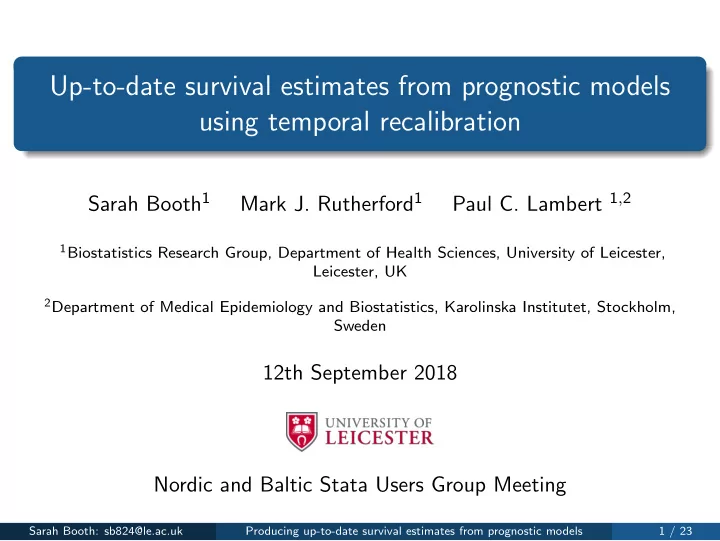 up to date survival estimates from prognostic models