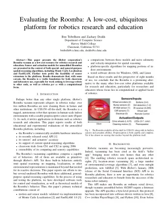 Evaluating the Roomba: A low-cost, ubiquitous  platform for robotics research and education  Ben
