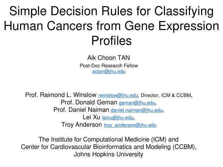 simple decision rules for classifying human cancers from