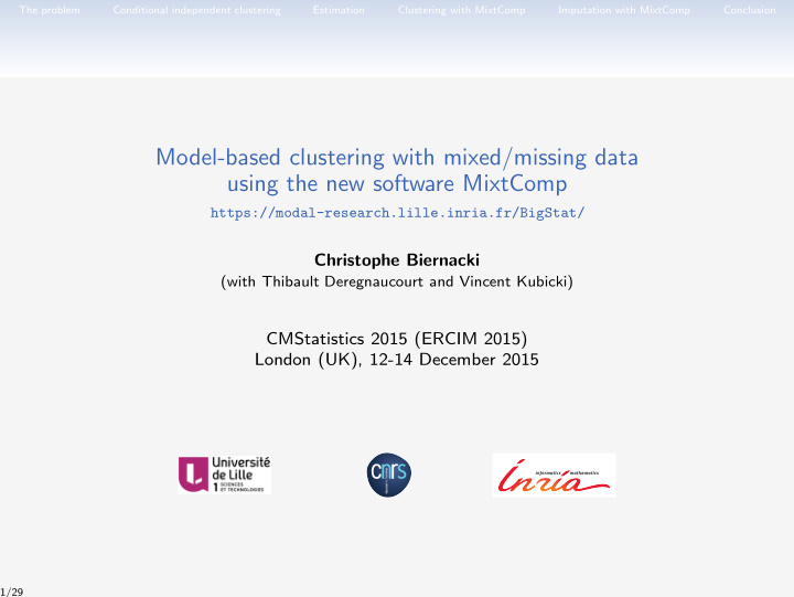 model based clustering with mixed missing data using the