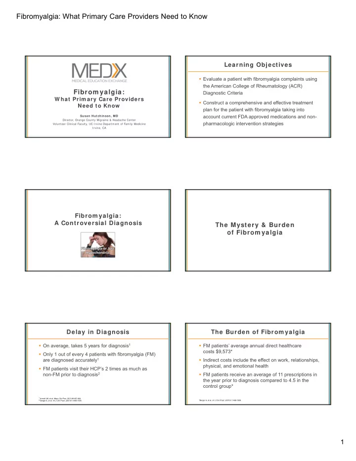 fibromyalgia what primary care providers need to know