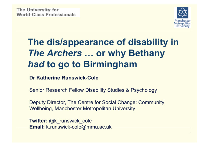 the dis appearance of disability in the archers or why
