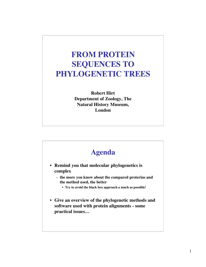 from protein sequences to phylogenetic trees