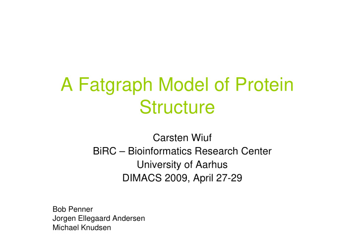 a fatgraph model of protein structure