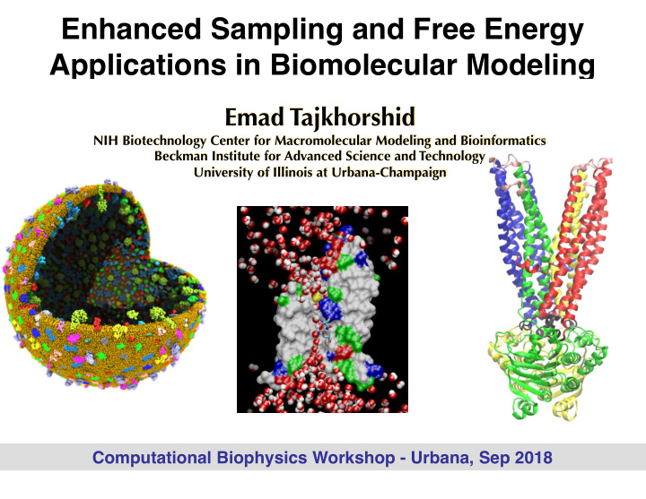 enhanced sampling and free energy applications in