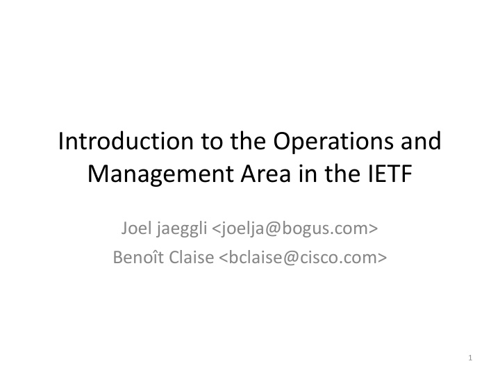 introduction to the operations and management area in the