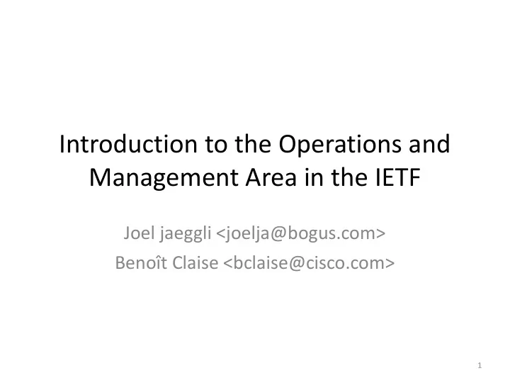 introduction to the operations and management area in the