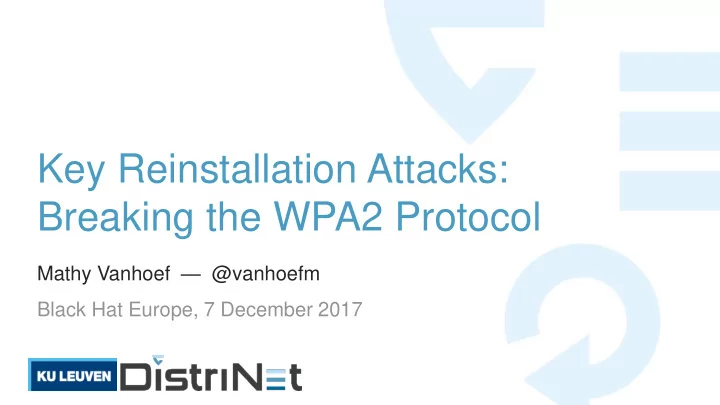 key reinstallation attacks